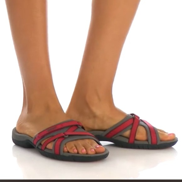 Teva Red Tirra Slide Sandals with a Shoc Pad and Anatomic Footbed 6 - Picture 11 of 11